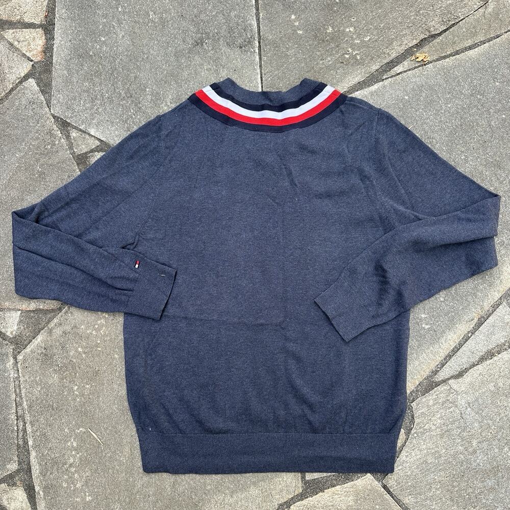 Tommy Hilfiger Sweater Mens Medium Blue Pullover Layering Classic Varsity - Picture 2 of 9